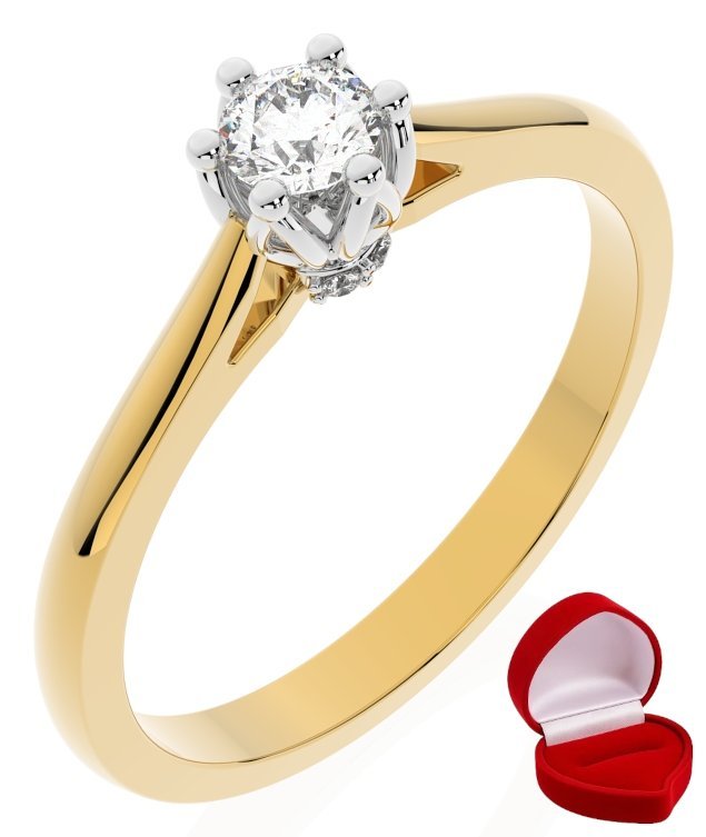 ZŁOTY PIERŚCIONEK ZARĘCZYNOWY 585 14k DIAMENT BRYLANT 0,14 ct R17