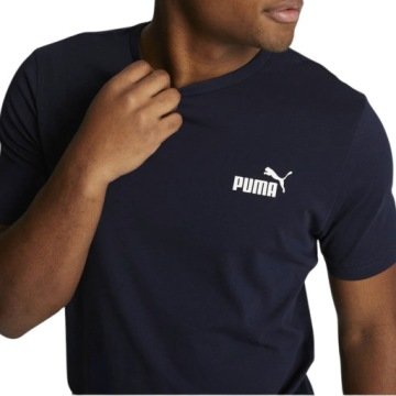 Koszulka Puma Męska Małe Logo Small Logo Bawełniana Granatowa r. S