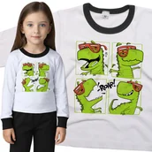 Piżamy dla dziewczynek - Piżama dziecięca Śmieszny Dinozaur Dino T Rex 110/116 - VoloDonum - miniaturka - grafika 1