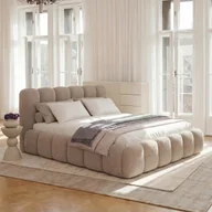 Łóżka - Łóżko tapicerowane z pojemnikiem SFG0200 140x200 Boucle Beż #4 - miniaturka - grafika 1