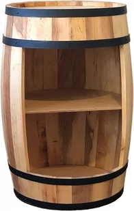 Drewniana beczka barek z półką – 80cm. Rustykalna szafka bar - Kredensy - miniaturka - grafika 1