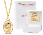Łańcuszki - ZŁOTY KOMPLET ŁAŃCUSZEK LISI OGON Z MEDALIKIEM NA CHRZEST, KOMUNIĘ 14KT 585 - miniaturka - grafika 1