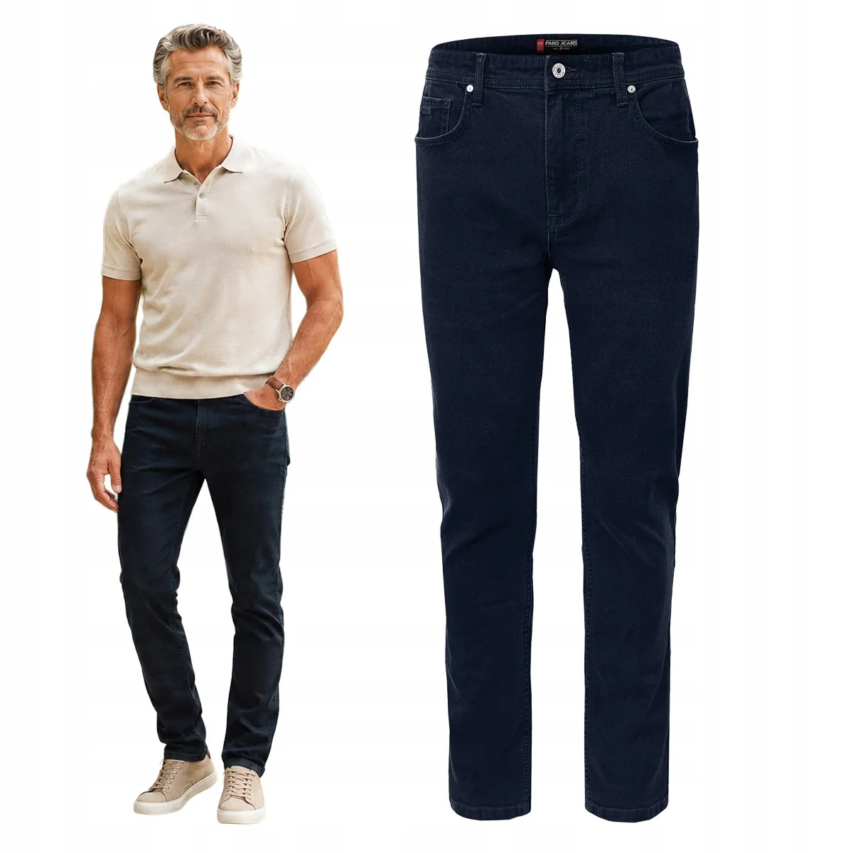 SPODNIE Męskie Jeansy Klasyczne GRANATOWE Comfort Fit Pako Jeans SPODNIE Męskie Jeansy Klasyczne GRANATOWE Comfort Fit W32/L34 Pako Jeans