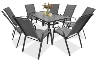 ZESTAW MEBLI OGRODOWYCH BALKON TARAS STÓŁ 150x80 +8x KRZESŁA MINORKA SZARE - Meble ogrodowe - miniaturka - grafika 1