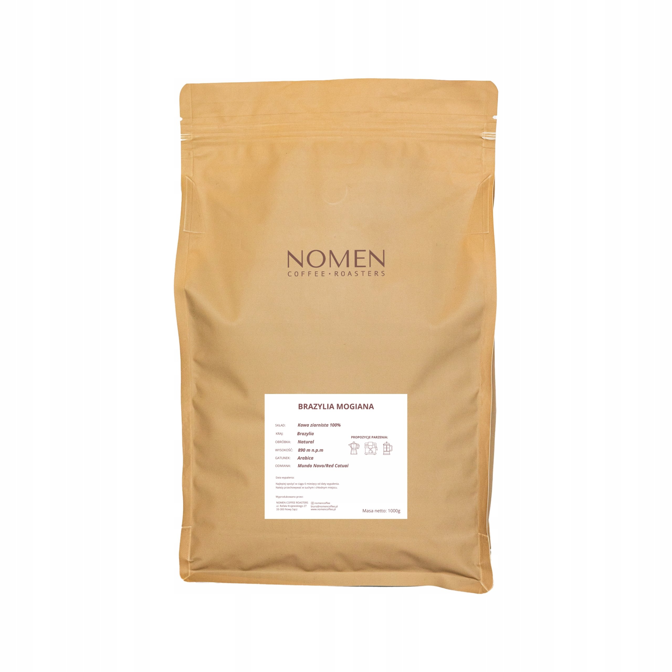 Kawa ziarnista Brazylia Mogiana 1kg 100% Arabica do ekspresu