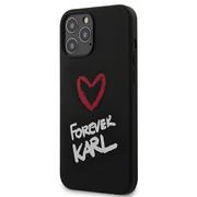 Etui i futerały do telefonów - Karl Lagerfeld KLHCP12LSILKRBK iPhone 12 Pro Max 6,7" czarny/black hardcase Silicone Forever Karl KF000442 - miniaturka - grafika 1
