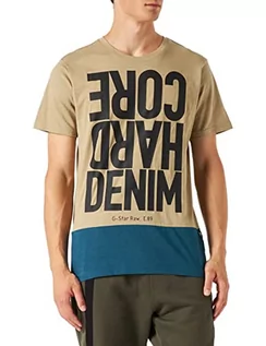 Koszulki męskie - G-STAR RAW Hcd Color Block R T t-shirt męski, beżowy/khaki (Tree House C372-c941), S - grafika 1