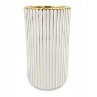 Wazony i flakony - Wazon Ceramiczny Nowoczesny Na Kwiaty Srebrny 23 Cm Wysoki Glamour Biały Złoty - miniaturka - grafika 1