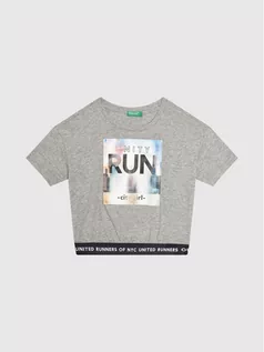 Koszulki dla chłopców - Benetton United Colors Of T-Shirt 3096C152Z Szary Cropped Fit - grafika 1