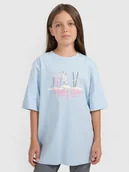 Koszulki dla dziewczynek - 4F T-shirt loose z nadrukiem dziewczęcy - niebieski 146/152 (10-12 lat) - miniaturka - grafika 1