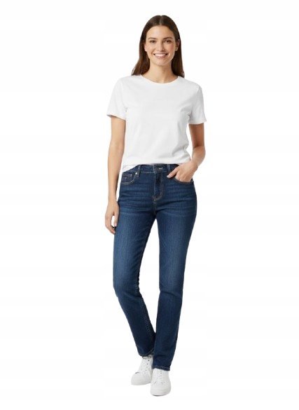 Guess Dżinsy Damskie Rurki Wysoki Stan Niebieskie Bawełna 28 Gna