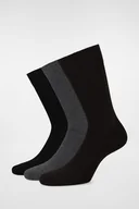 Skarpetki męskie - Zestaw 3 Par Wysokich Skarpet Czarnych i Szarych PM6 - miniaturka - grafika 1