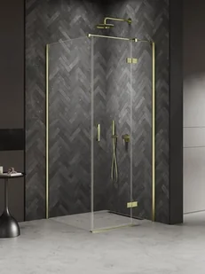 Kabina prysznicowa uchylna prawa kolor złoty 80x100 cm K-4523 New Trendy Nesta Light Gold - Kabiny prysznicowe - miniaturka - grafika 1