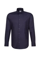 Koszule męskie - Seidensticker Męska koszula biznesowa – slim fit – łatwa do prasowania – kołnierz Kent – długi rękaw – 100% bawełna, granatowy, 40 - miniaturka - grafika 1