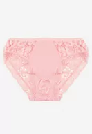 Majtki damskie - Różowe Majtki Figi Ozdobione Subtelną Koronką Hiesa - miniaturka - grafika 1