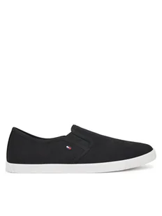 Tommy Hilfiger Tenisówki Canvas Slip-On Sneaker FW0FW08640 Czarny - Trampki damskie - miniaturka - grafika 1