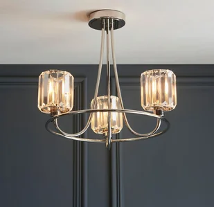 Srebrna lampa sufitowa w stylu art deco Berenice 3 z fasetowanymi kryształami - Lampy sufitowe - miniaturka - grafika 1