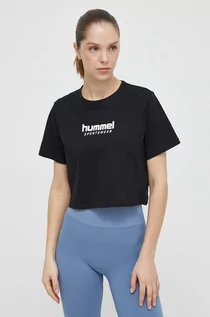 Koszulki sportowe damskie - Hummel t-shirt bawełniany damski kolor czarny - grafika 1