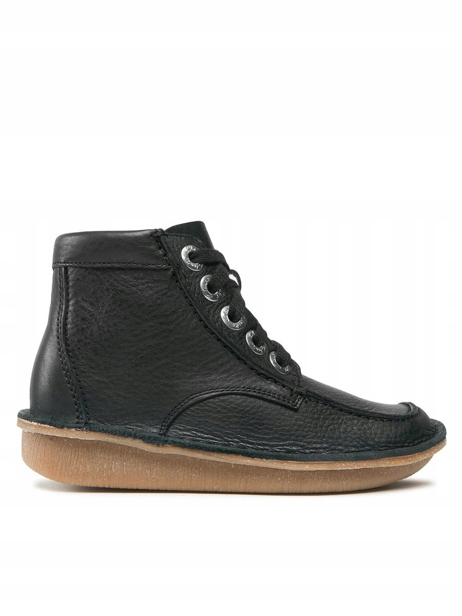 CLARKS CZARNE BOTKI DAMSKIE ZE SKÓRY NATURALNEJ PŁASKA PODESZWA 41 6GA