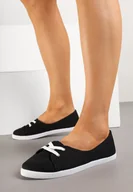 Trampki damskie - Czarno-Białe Tenisówki ze Sznurowaniem Sesarielis - miniaturka - grafika 1