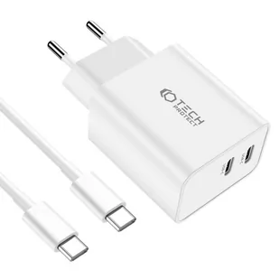 Ładowarka Sieciowa 2x USB-C PD 35W + Kabel USB-C - USB-C biała - Ładowarki do telefonów - miniaturka - grafika 3