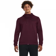 Bluzy sportowe męskie - Męska bluza treningowa Under Armour UA Armour Fleece FZ Hoodie - bordowa - UNDER ARMOUR - miniaturka - grafika 1