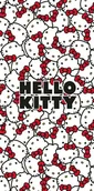 Okrycia kąpielowe dla dzieci - Ręcznik plażowy 70x140 Hello Kitty kotki kokardki czerwone biały czarny bawełniany - miniaturka - grafika 1