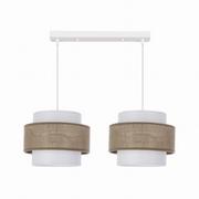 Lampy sufitowe - Juta lampa wisząca biały 2x40w e27 abażur biały+beżowy - miniaturka - grafika 1