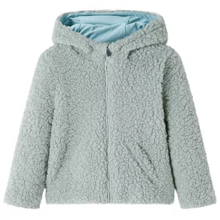 Kurtka dziecięca ze sztucznego futerka, z kapturem, miętowa, 128 - Moda i Uroda OUTLET - miniaturka - grafika 1