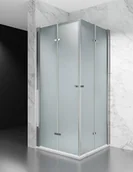 Kabiny prysznicowe - Swiss Liniger Kabina prysznicowa składana 85x85 cm szkło 6mm mrożone profile chrom - miniaturka - grafika 1