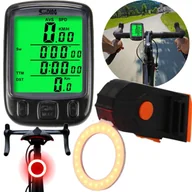 Liczniki rowerowe - Prędkościomierz Licznik + Lampka Led Tył Do Roweru - miniaturka - grafika 1