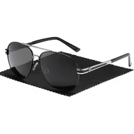 Okulary przeciwsłoneczne - Męskie okulary przeciwsłoneczne BMW z polaryzacją Czarny szary srebrny - miniaturka - grafika 1