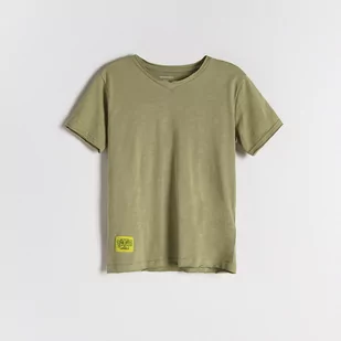 Reserved Reserved - Bawełniany t-shirt z naszywką - Zielony - Koszulki dla chłopców - miniaturka - grafika 1