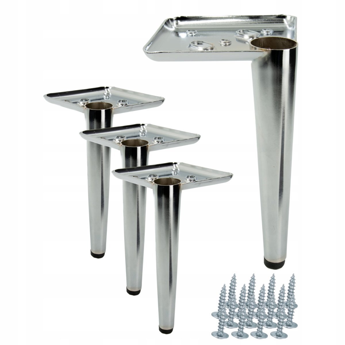 Zestaw 4 sztuk noga meblowa Szpilka srebrny chrom wysokość 17 cm