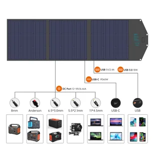Choetech ładowarka solarna USB składana 120W DC, USB C, 2 x USB czarna (SC008) - Panele fotowoltaiczne - miniaturka - grafika 17