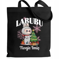 Torby i wózki na zakupy - Torba EKO Czarna Shopper SZARY *IMIĘ* Prezent Święta Mikołajki Wzory - miniaturka - grafika 1