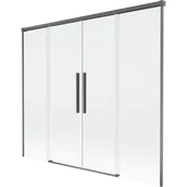 Parawany nawannowe - Mexen Rox parawan nawannowy 2-skrzydłowy rozsuwany 170 x 150 cm, transparent, gun gray szczotkowany - 8C9-170-002-66-00 - miniaturka - grafika 1