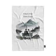 Koce - Koc pluszowy ślubny wzór LS22 | para młoda w górach 135 x 100 cm - miniaturka - grafika 1