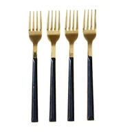 Zestawy sztućców - Fernity Zestaw 4 widelczyków deserowych Charlotte złote/czarne - miniaturka - grafika 1