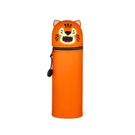 Piórniki - Legami - Miękki silikonowy piórnik szkolny 2 w 1 - Kawaii, etui w kształcie tygrysa, uchwyt na pióro, silikonowy zamek błyskawiczny, woreczek na długopis, ołówki, markery, wys. 18,5 cm, Kolor: - miniaturka - grafika 1