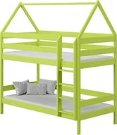 Łóżka dla dzieci i młodzieży - Elior Zielone łóżko przypominające domek z materacami - Zuzu 3X 200x90 cm - miniaturka - grafika 1