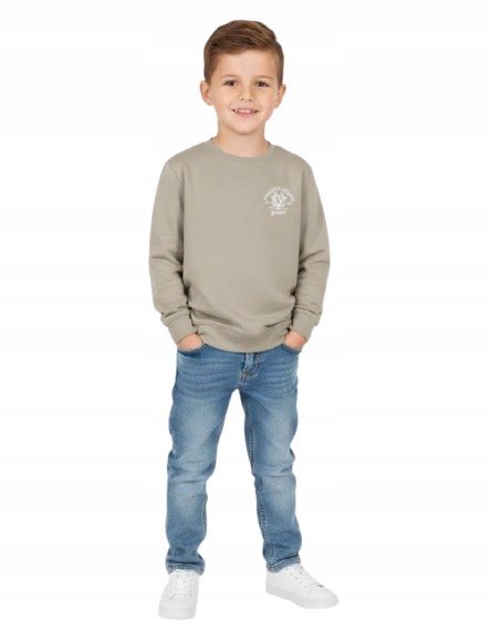 AMERICAN COLLEGE BLUZA DZIECIĘCA BEŻOWA GŁADKA DŁUGI RĘKAW 122-128 CM 6BA