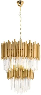 LAMPA WISZĄCA ESSENCE metalowo-szklana złota glamour 16 - Lampy sufitowe - miniaturka - grafika 1