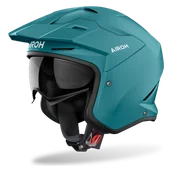 Kaski motocyklowe - Kask Otwarty Airoh Kombakt Zielony petrolM - miniaturka - grafika 1