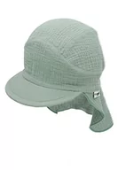 Czapki damskie - Sterntaler Unisex czapka z daszkiem z ochroną karku, muślinowy kapelusz przeciwsłoneczny, ciemnozielony, 49 - miniaturka - grafika 1