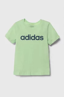 Koszulki dla dziewczynek - adidas t-shirt bawełniany dziecięcy kolor zielony - grafika 1