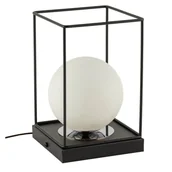 Lampy stojące - Nocna lampka do sypialni Aroma 50373 Sigma loftowa kostka kula czarna biała - miniaturka - grafika 1