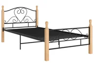 Łóżka - Rustykalne łóżko metalowe czarny + jasny dąb 100x200 cm B5-A97 - miniaturka - grafika 1