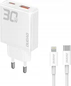 Ładowarki do telefonów - Ładowarka Dudao Ładowarka sieciowa GaN Dudao A30EUL 30W USB-A / USB-C + kabel USB-C - Lightning - biała - miniaturka - grafika 1