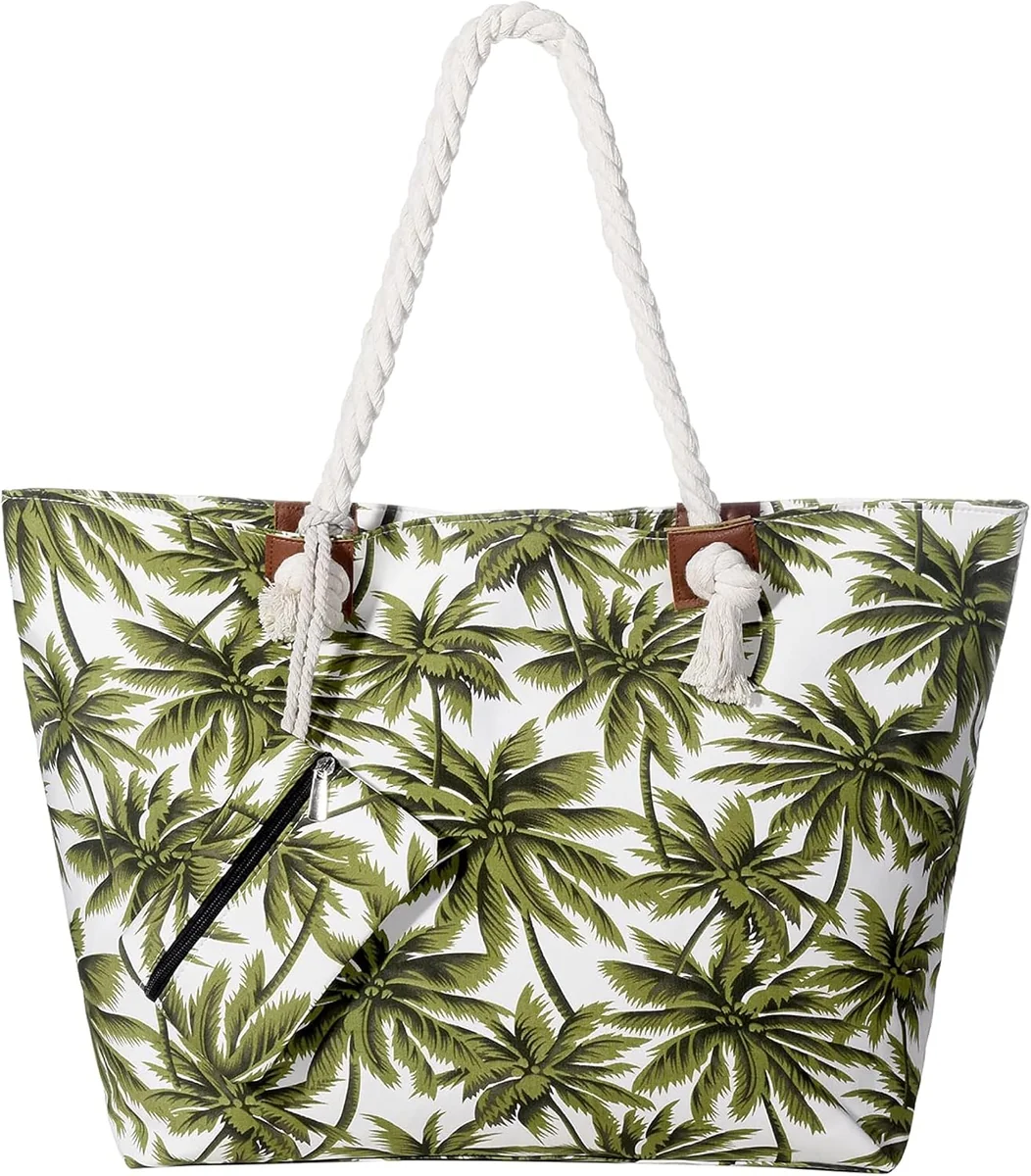 Duża wodoodporna torba plażowa Masada z zamkiem 58x38 cm, Palms